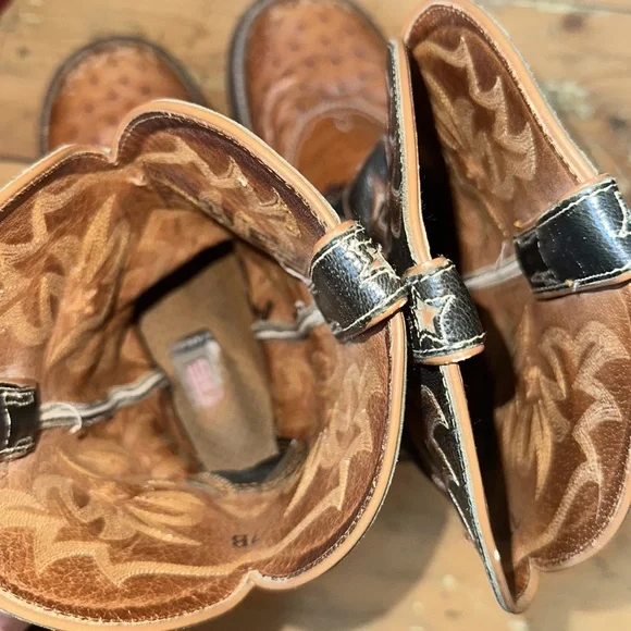 Ariat Pro Baby Ostrich leather cowboy boots. Women’s size 7 cognac green - Picture 9 of 12